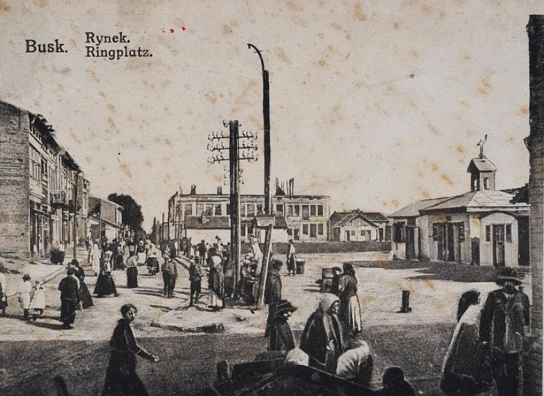 Busk, o.D., Alte Ortsaufnahme vom Marktplatz, gemeinfrei