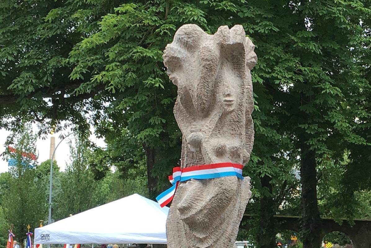 Luxemburg, 2018, Detailansicht des Denkmals, Fédération des Enrôlés de force