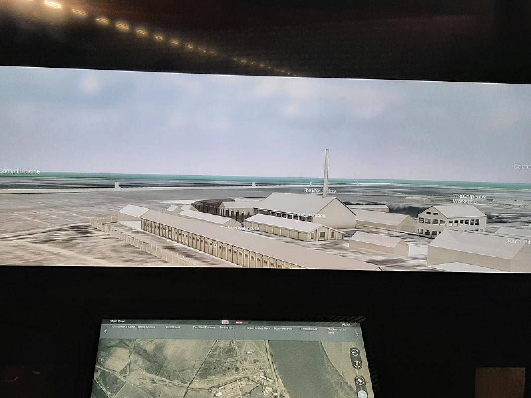 Jasenovac, 2024, Visualisierung des Lagers auf einem Computerterminal in der Dauerausstellung, Stiftung Denkmal